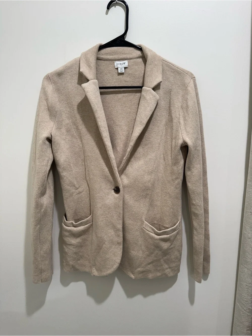 J.Crew Cotton Sweater Blazer‎ Cardigan Oatmeal Beige XS